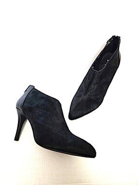 RW & CO black pointy toe calf hair high heel ankle boots - Please read carefully